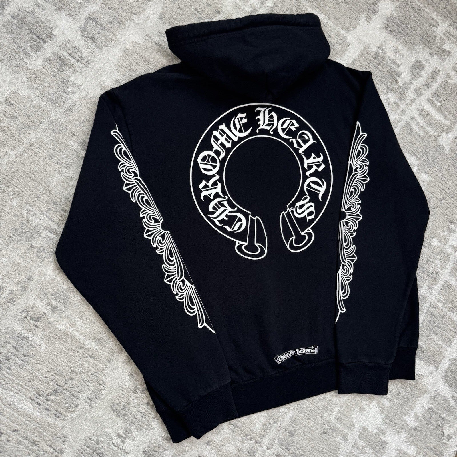 Chrome Hearts Horseshoe Floral Sleeve Pullover Hoodie 