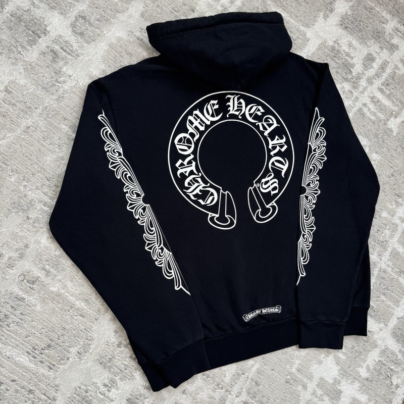 Chrome Hearts Horseshoe Floral Sleeve Pullover Hoodie 