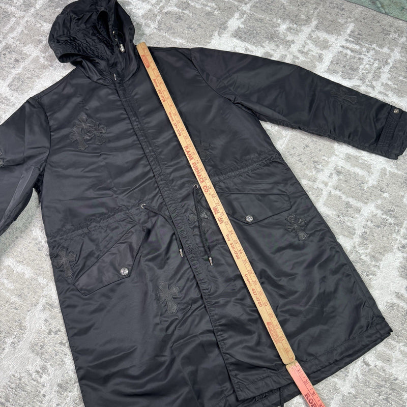 Chrome Hearts Cross Patch Nylon Fishtail Zip Up Parka Jacket 