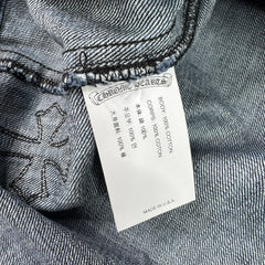 Chrome Hearts Cutout Cross Patch Denim Button Up Shirt 