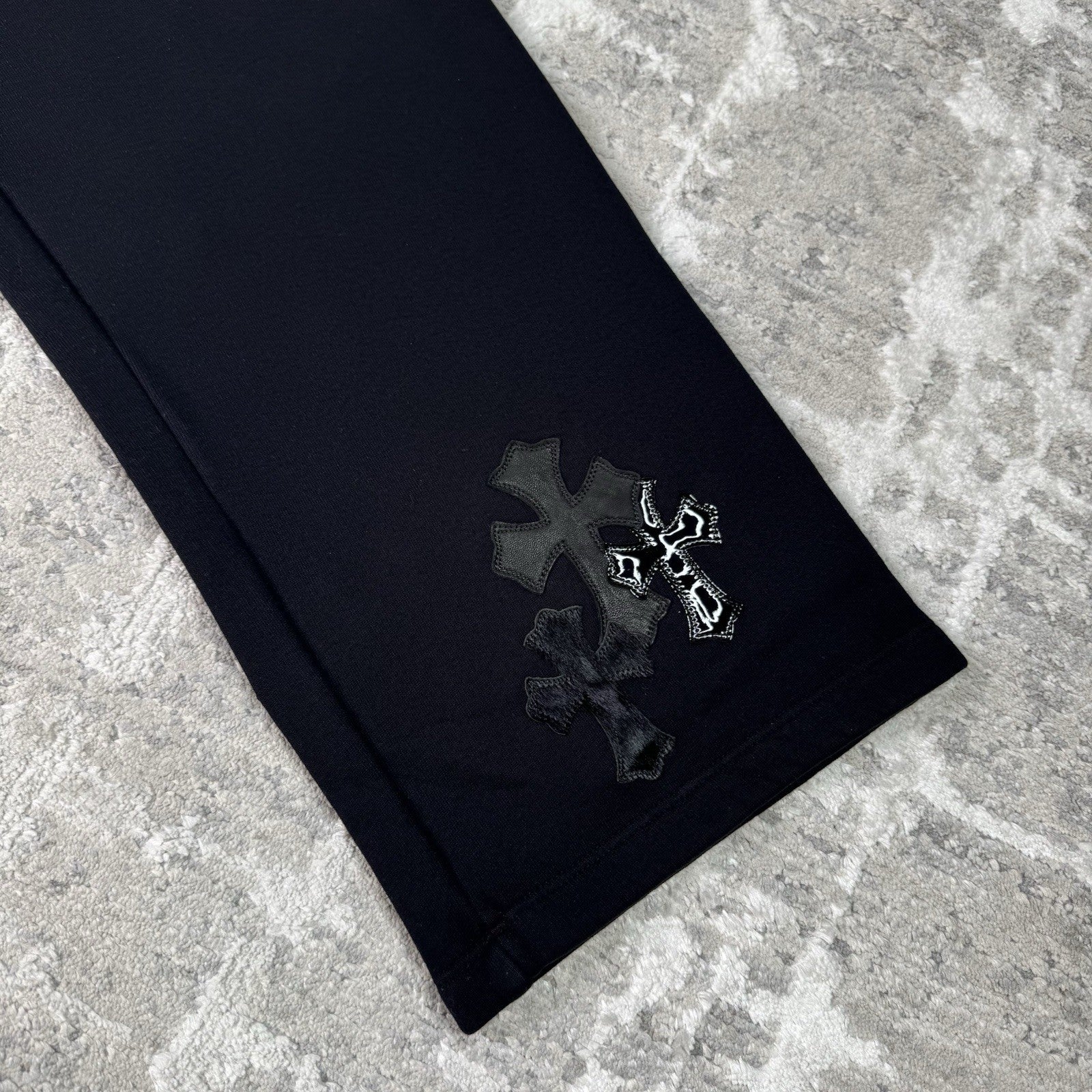 Chrome Hearts Leather Cross Patch Sweatpants 
