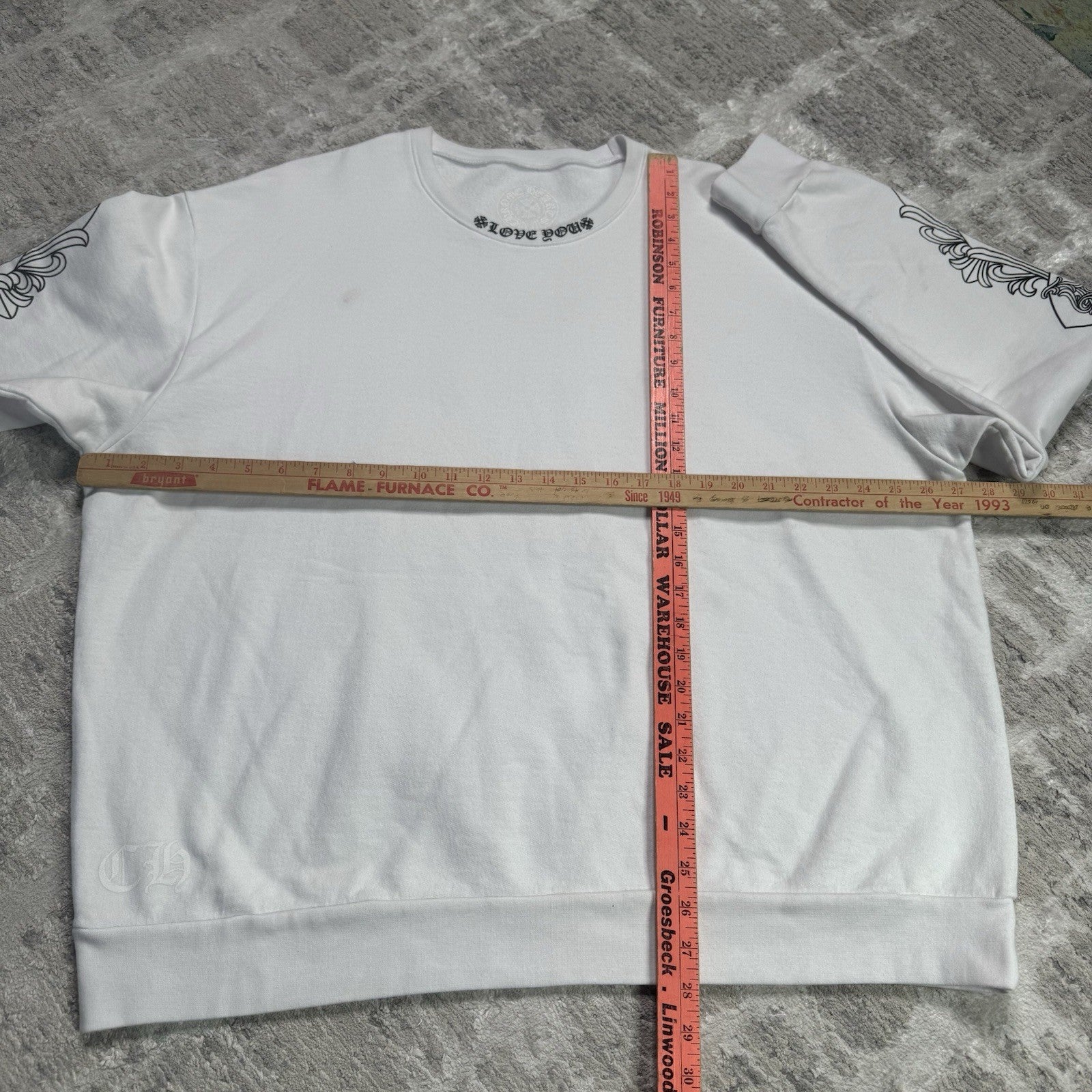 Chrome Hearts Love You Floral Heart Sleeve Pullover Crewneck 