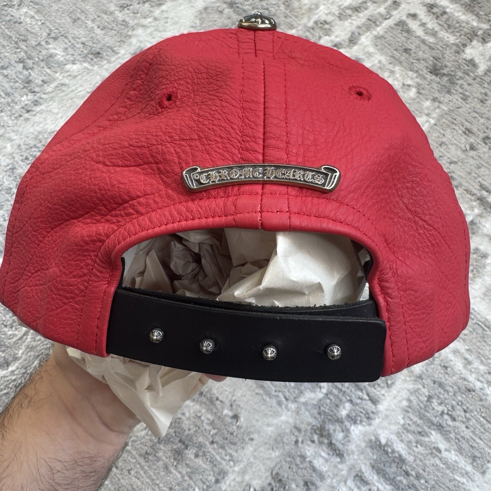 Chrome Heart Rolling Stones leather patch hat