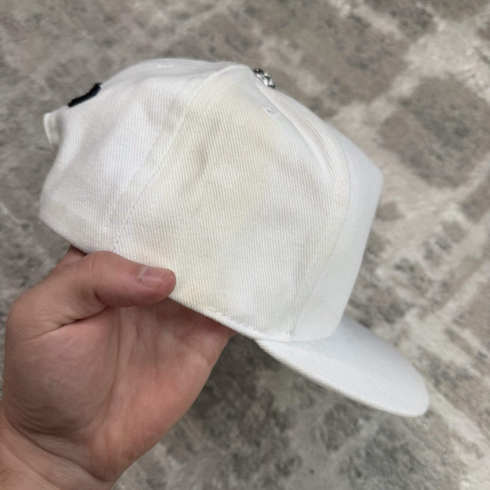 Chrome Hearts Horseshoe Logo Waxed Denim Hat 