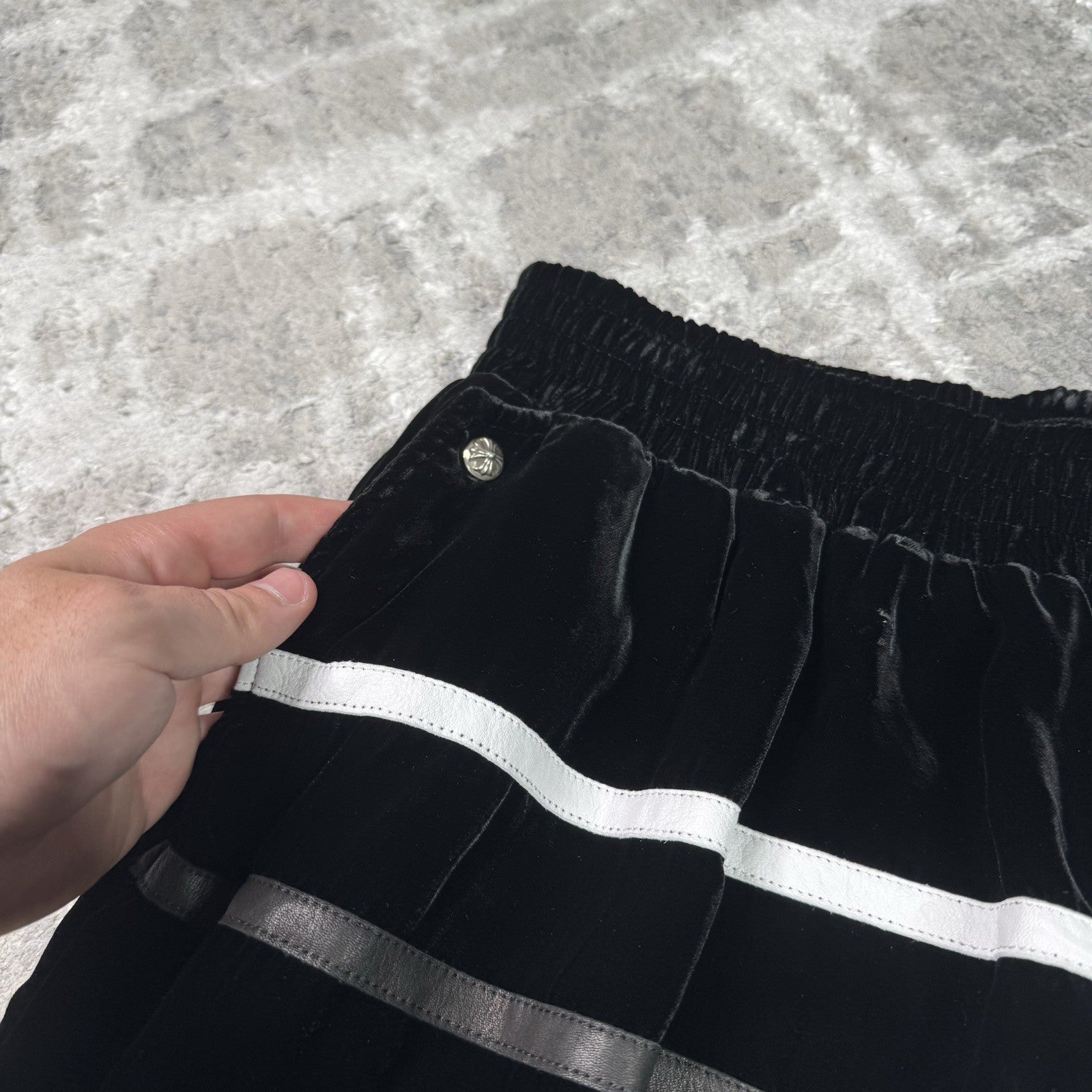 Chrome Hearts Velour Leather Track Pant 