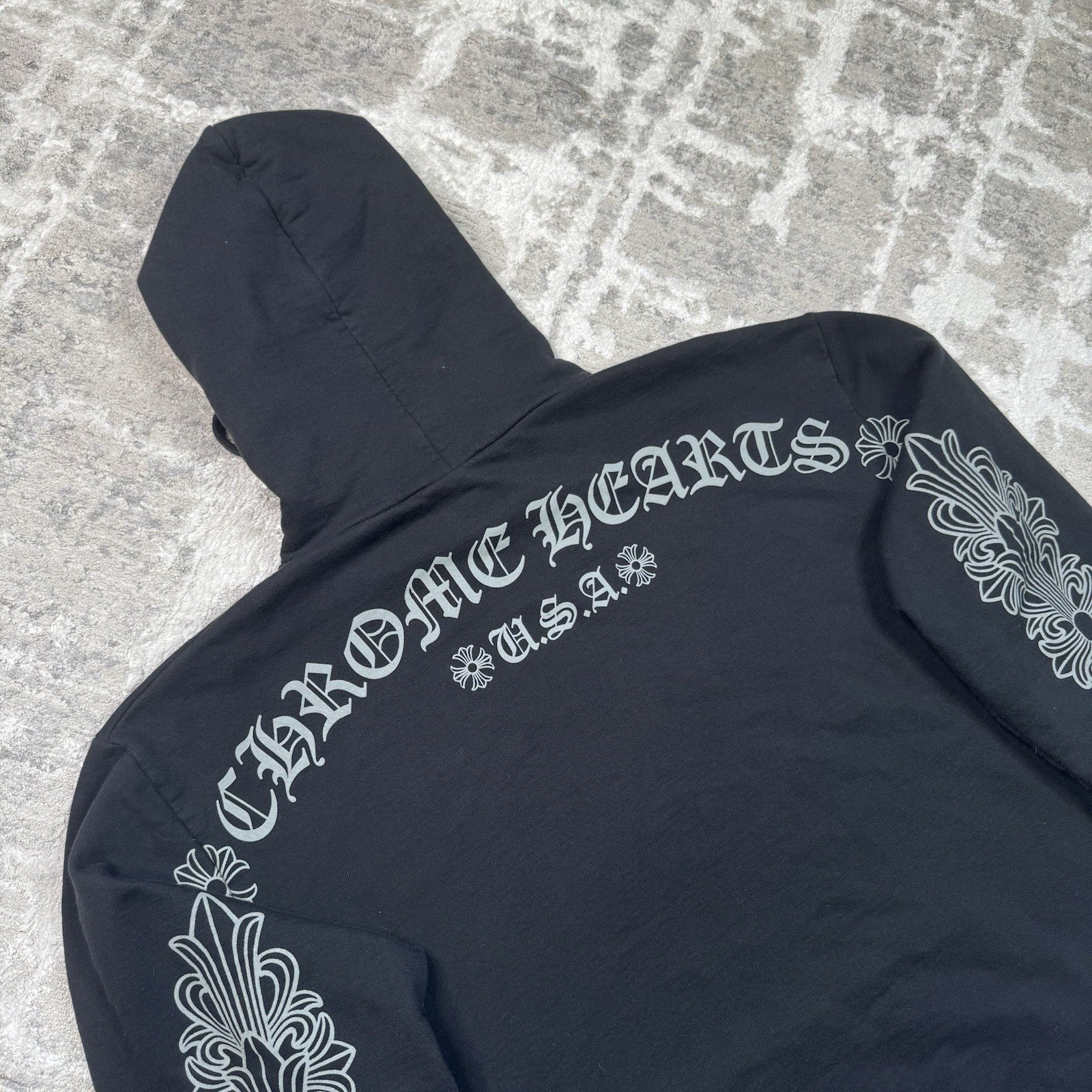 Chrome Hearts Friends And Family Grey Print Floral Pullover Hoodie 