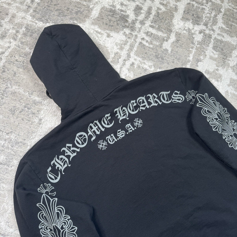 Chrome Hearts Friends And Family Grey Print Floral Pullover Hoodie 