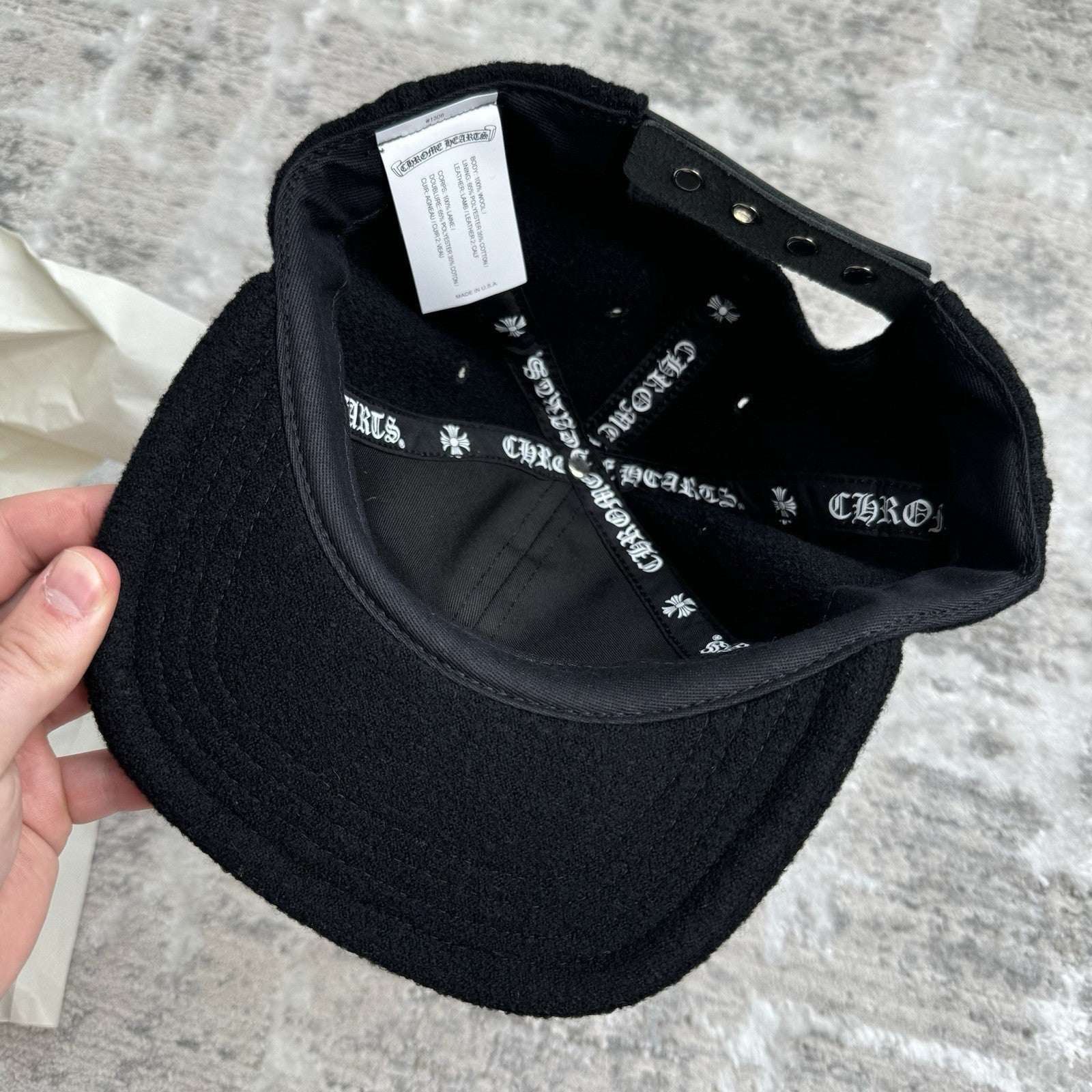 Chrome Hearts Wool Leather Strap Hat ‘black’ 