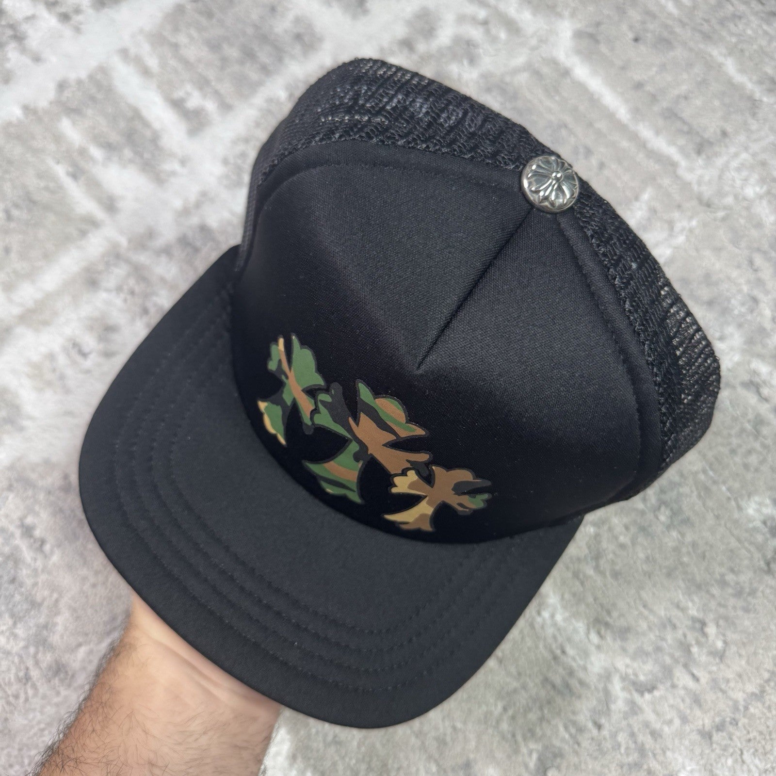 Chrome Hearts Camo Triple Cross Trucker Hat