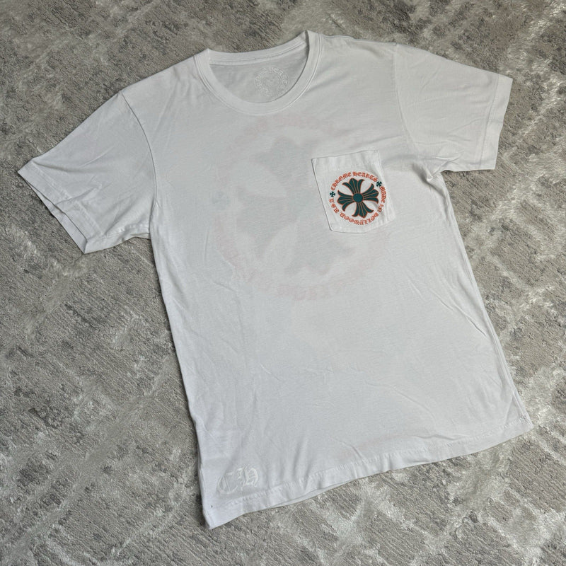Chrome Hearts Plus Cross Back Logo Short Sleeve Pocket Tee Shirt 