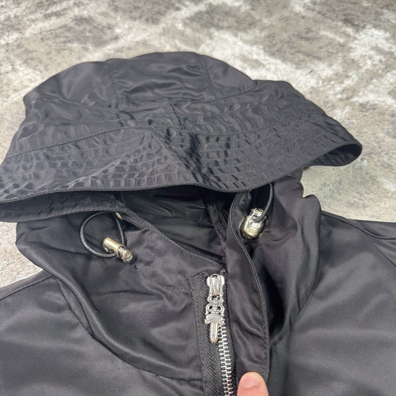 Chrome Hearts Cross Patch Nylon Fishtail Zip Up Parka Jacket 
