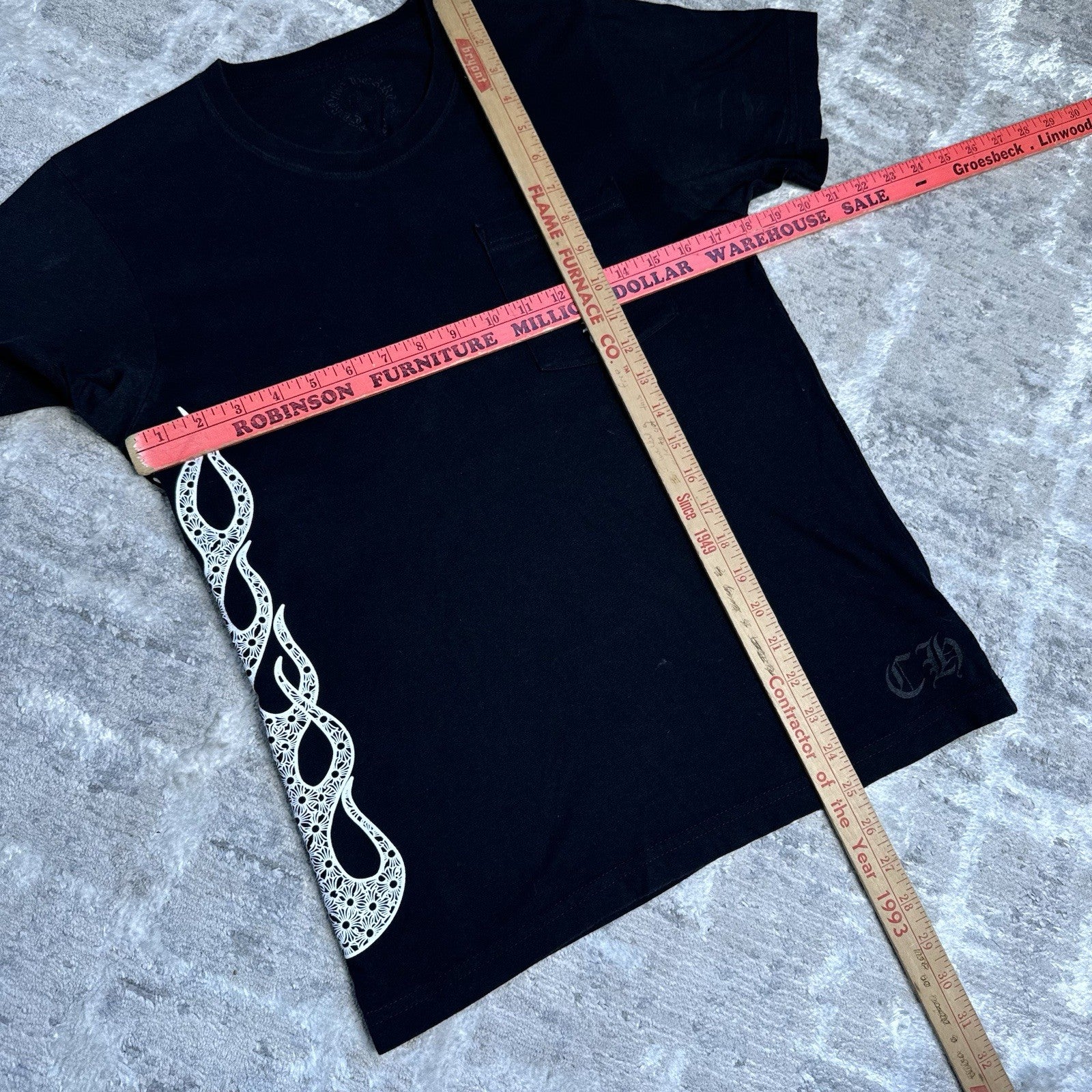 Chrome Hearts Flame Logo Short Sleeve Pocket Tee Shirt 