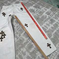 Chrome Hearts Levi 501 Cheetah Cross Patch Denim Jeans 