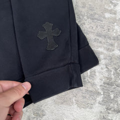 Chrome Hearts Leather Multi Cross Patch Pullover Crewneck Sweatshirt 