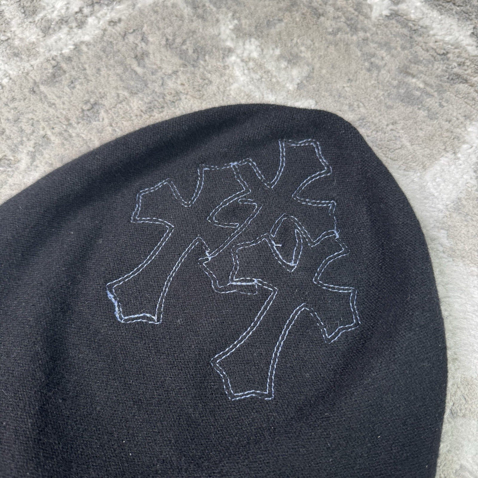 Chrome Hearts Triple cross Leather Patch Ski Mask Beanie 