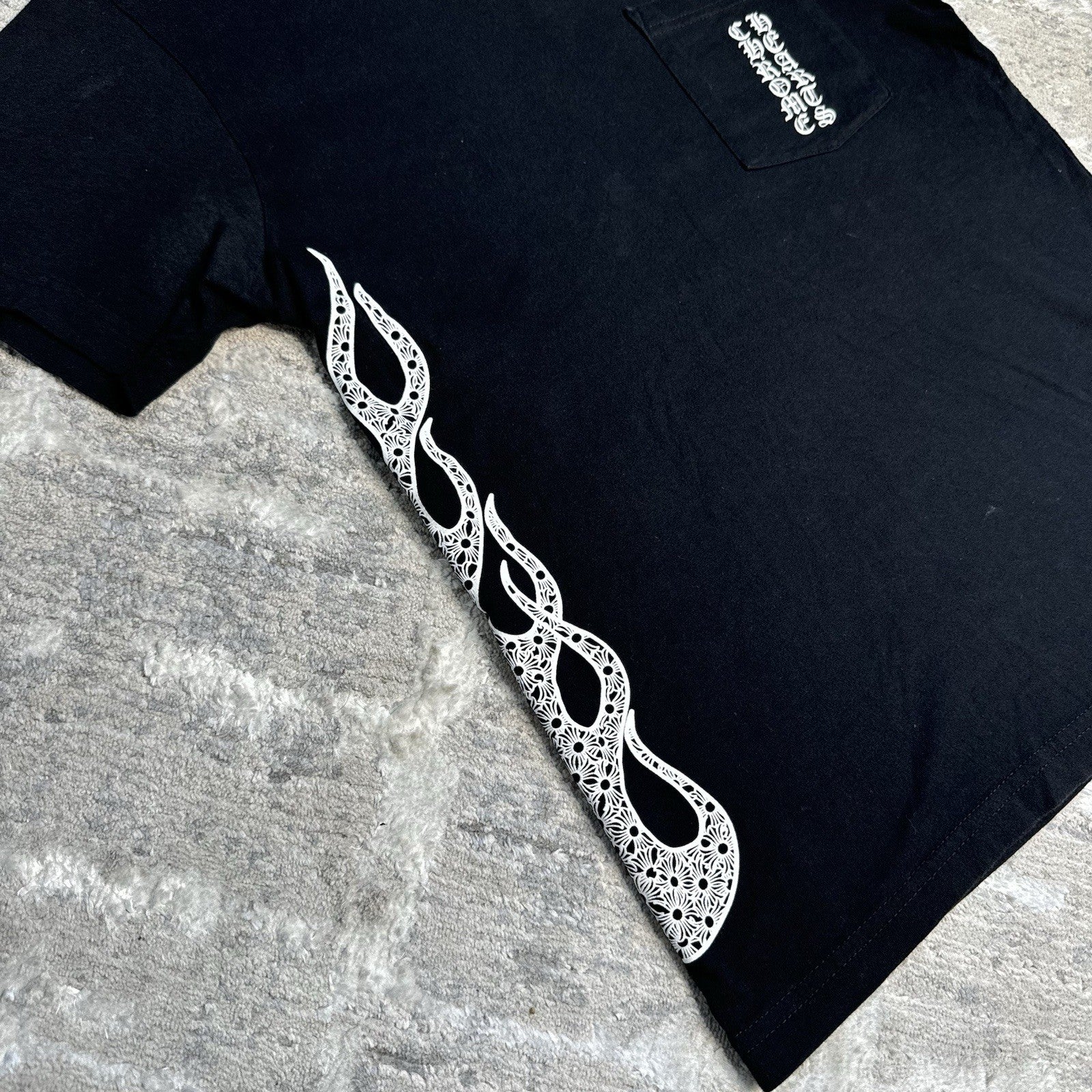 Chrome Hearts Flame Logo Short Sleeve Pocket Tee Shirt 