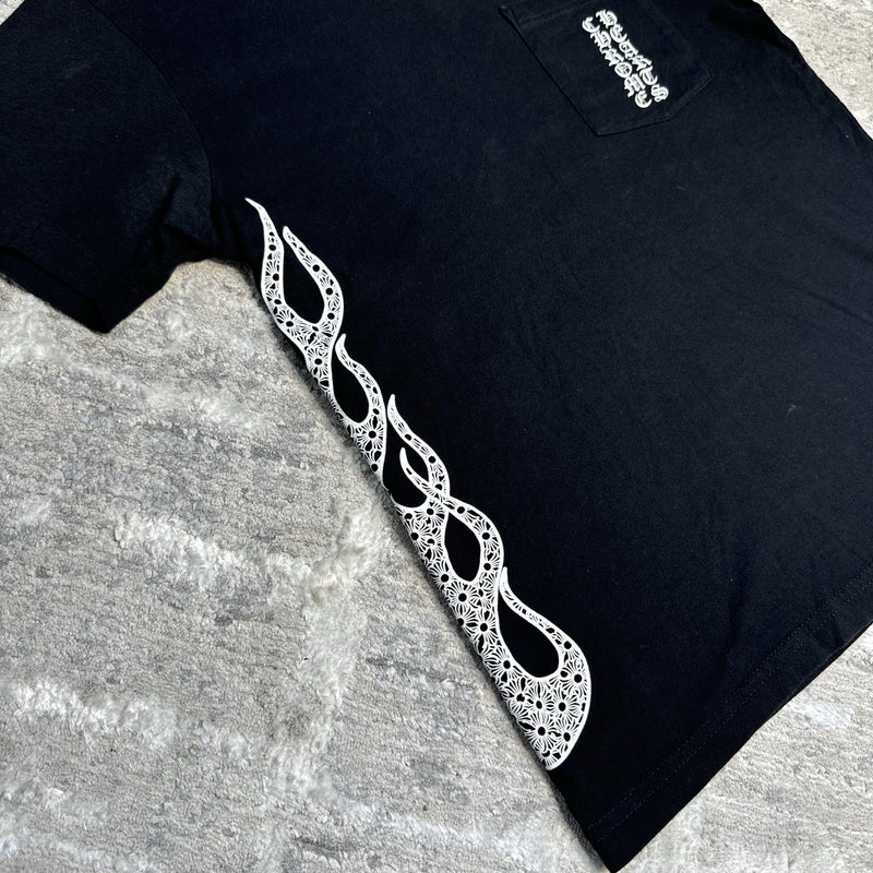 Chrome Hearts Flame Logo Short Sleeve Pocket Tee Shirt 