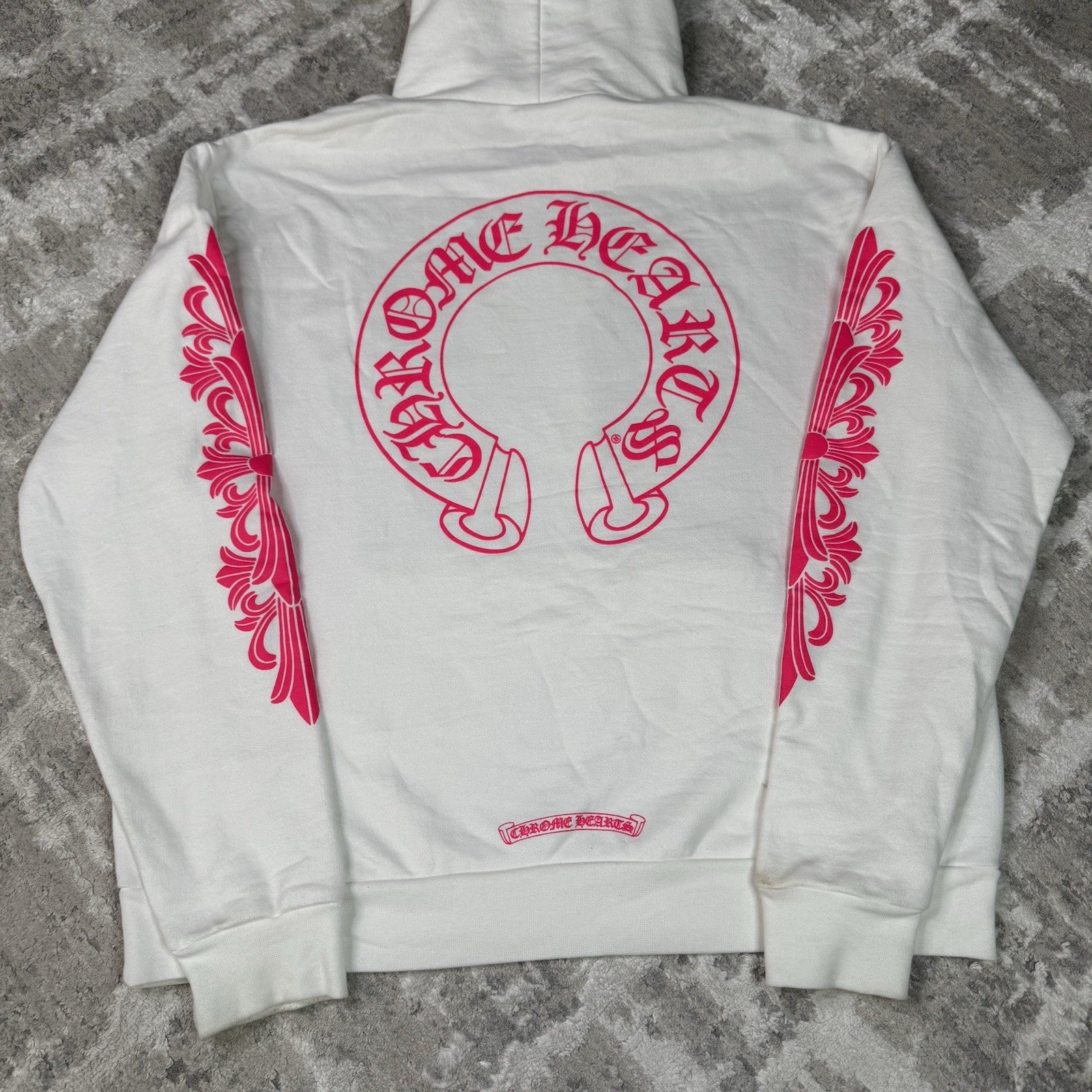 Chrome Hearts Floral Horseshoe Pink Pullover Hoodie 