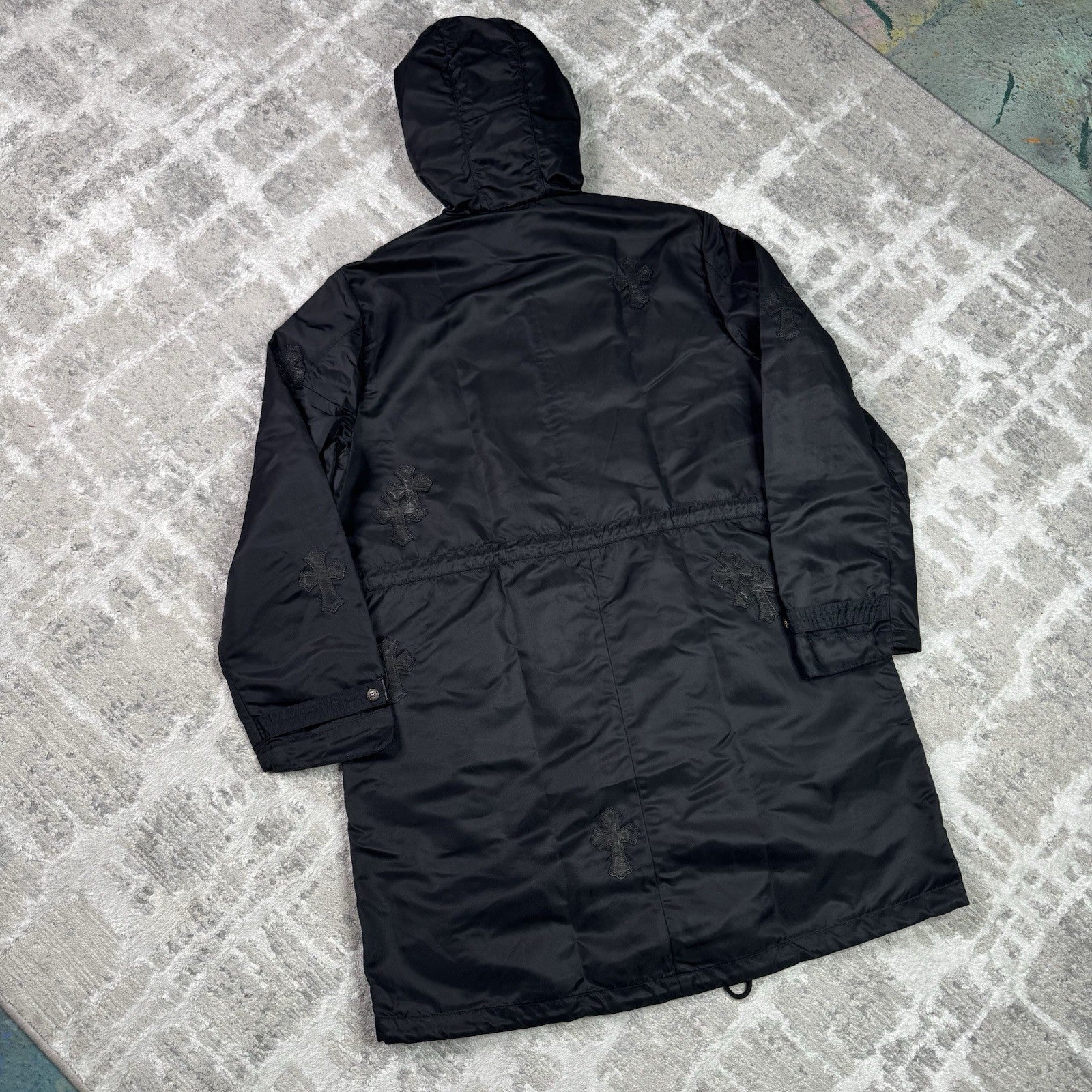 Chrome Hearts Cross Patch Nylon Fishtail Zip Up Parka Jacket 