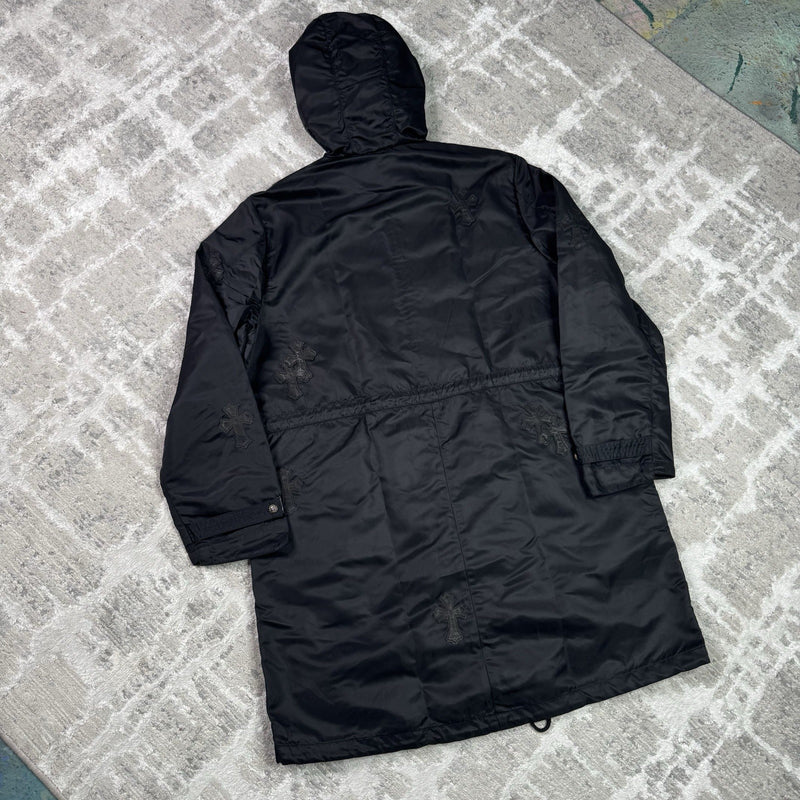 Chrome Hearts Cross Patch Nylon Fishtail Zip Up Parka Jacket 