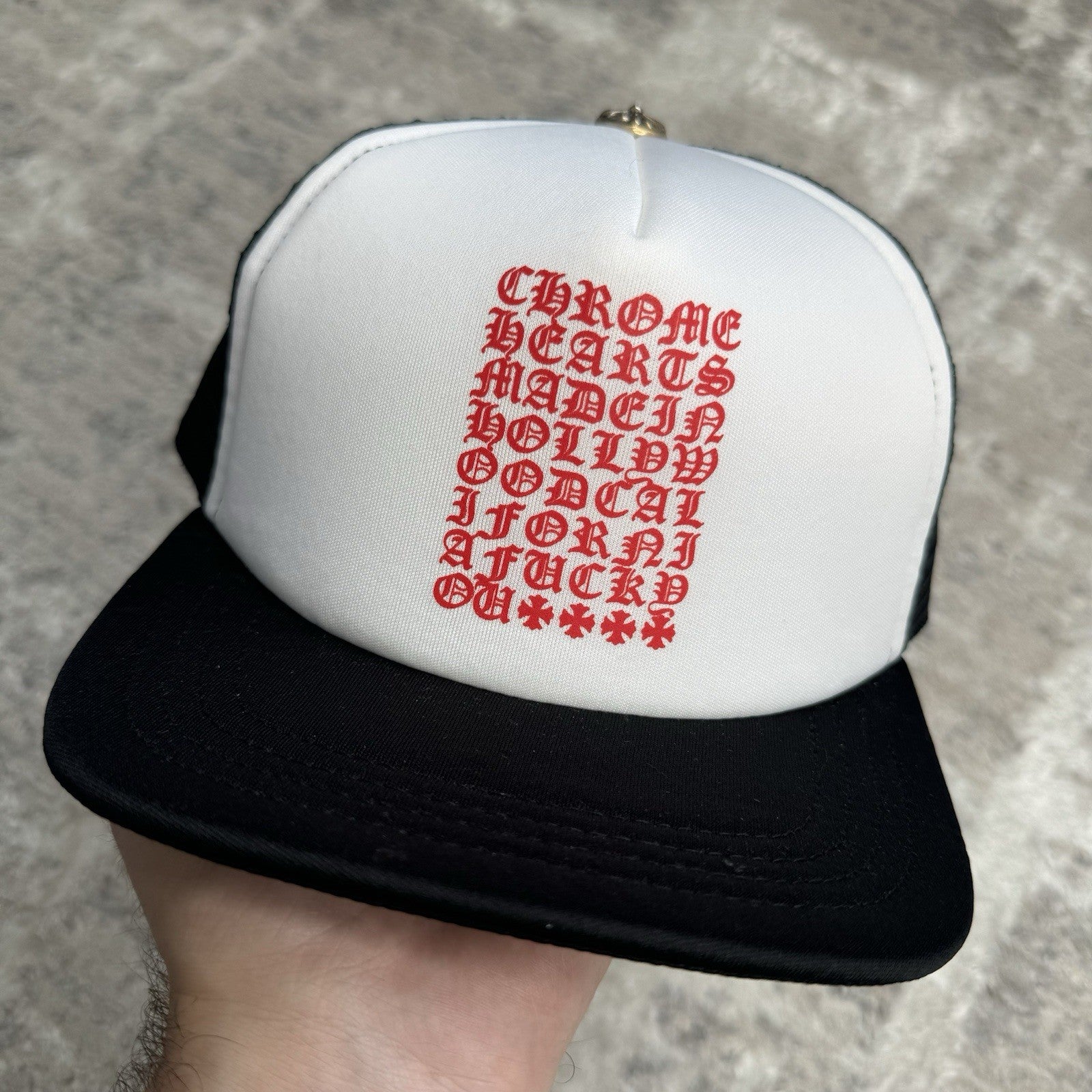 Chrome Hearts Eye Chart Logo Trucker Hat