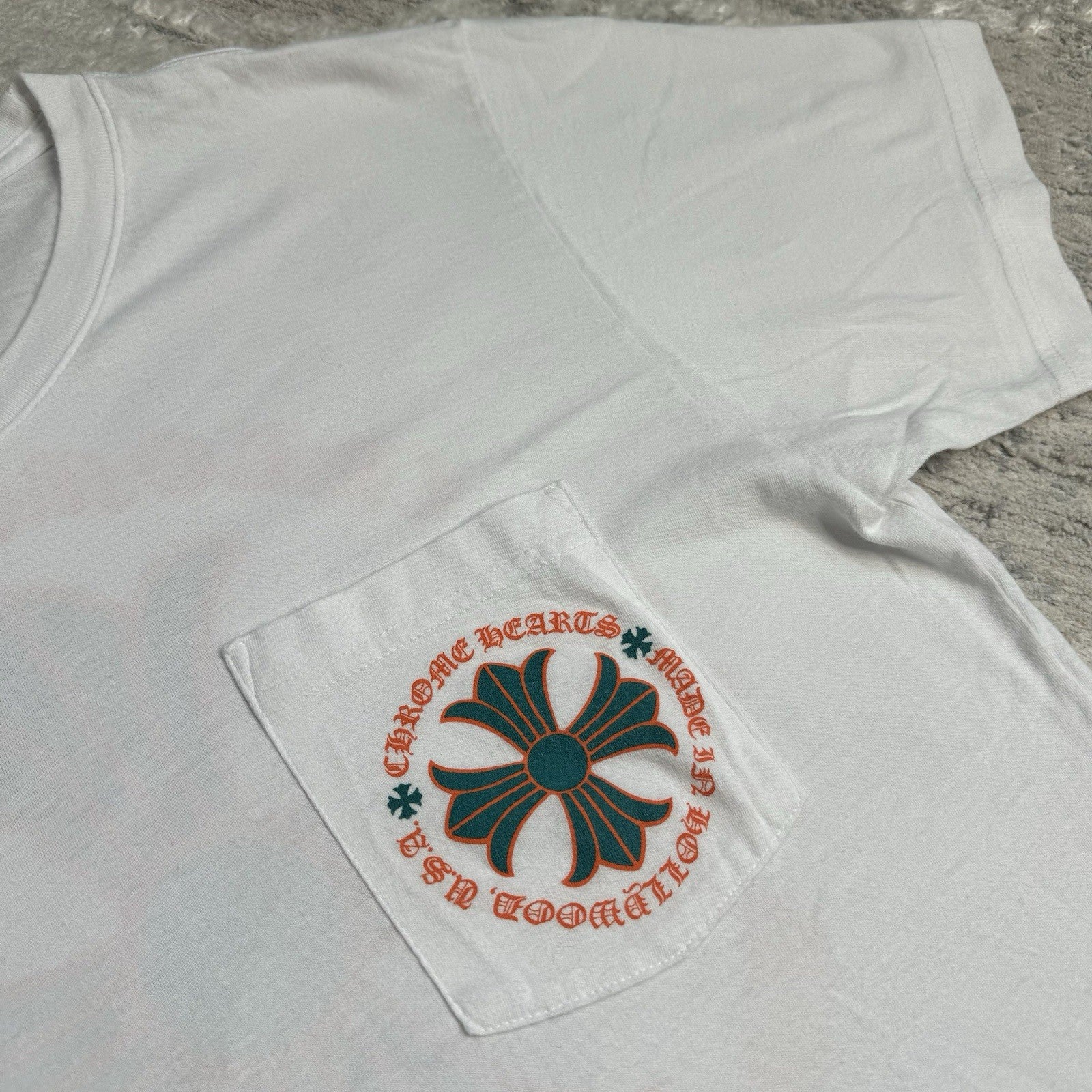 Chrome Hearts Plus Cross Back Logo Short Sleeve Pocket Tee Shirt 