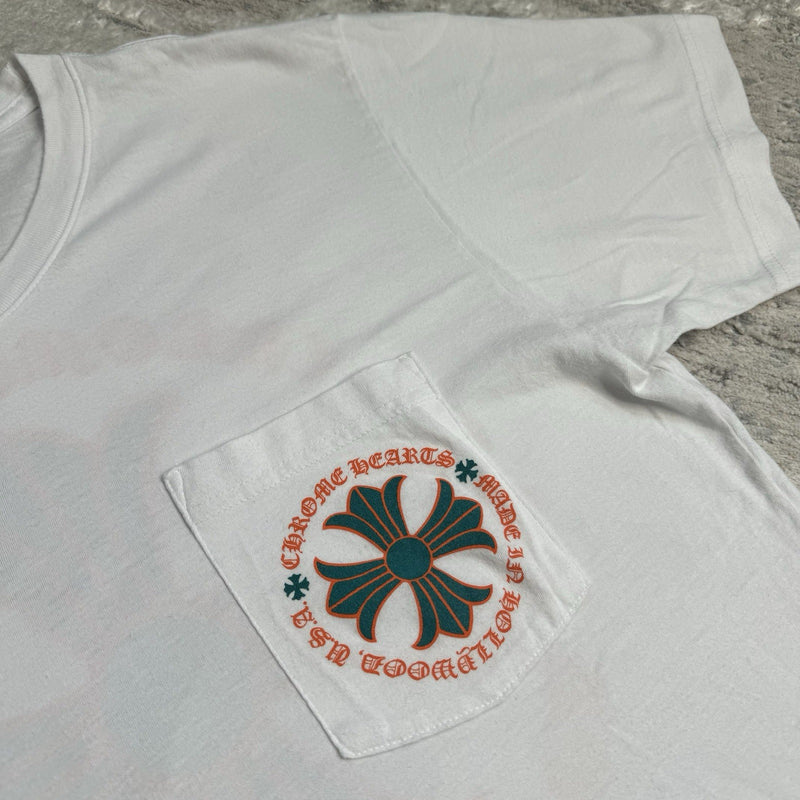 Chrome Hearts Plus Cross Back Logo Short Sleeve Pocket Tee Shirt 