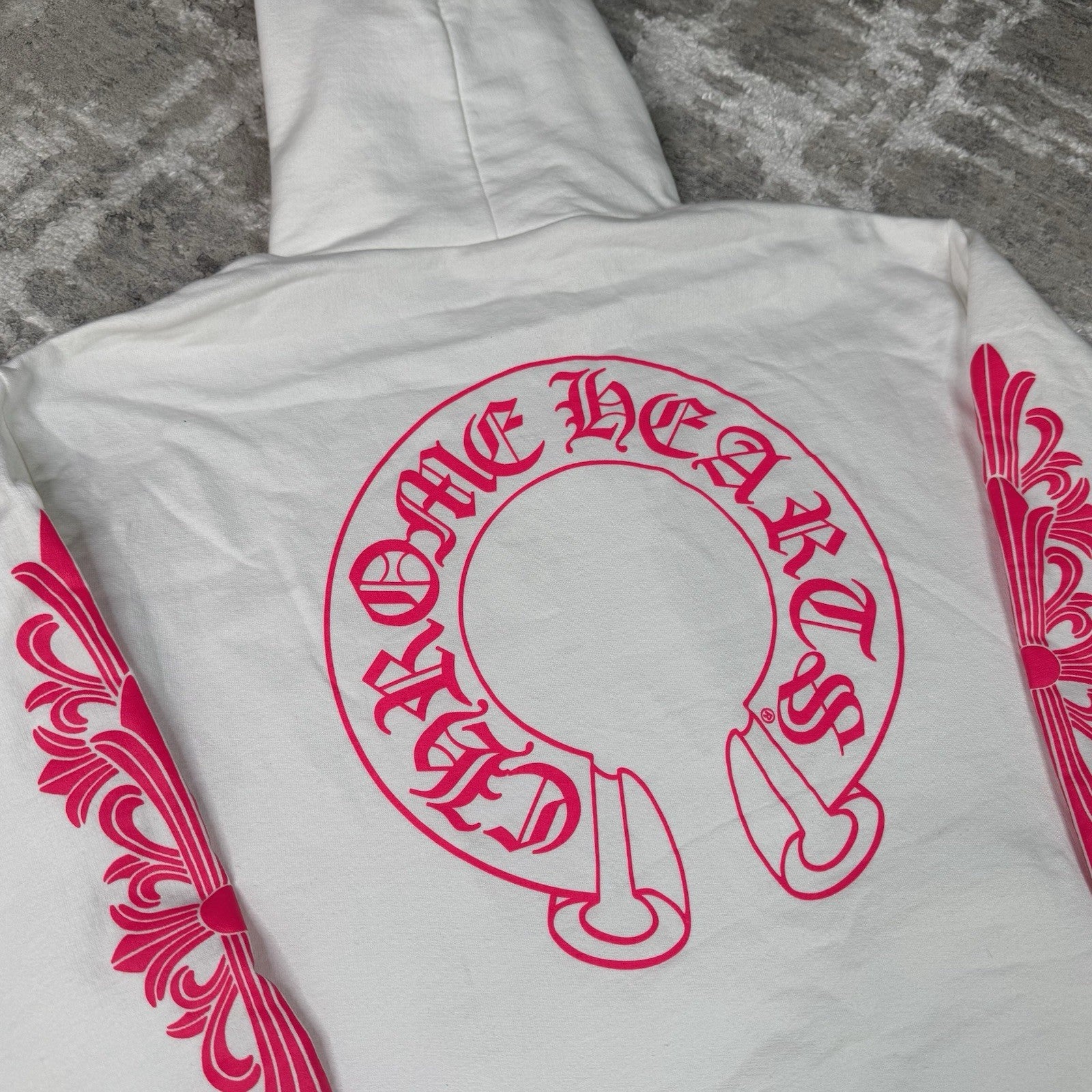 Chrome Hearts Floral Horseshoe Pink Pullover Hoodie 