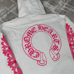 Chrome Hearts Floral Horseshoe Pink Pullover Hoodie 