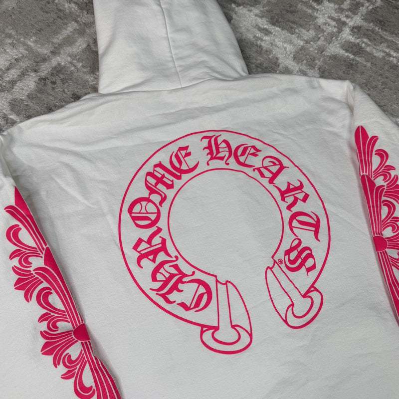 Chrome Hearts Floral Horseshoe Pink Pullover Hoodie 