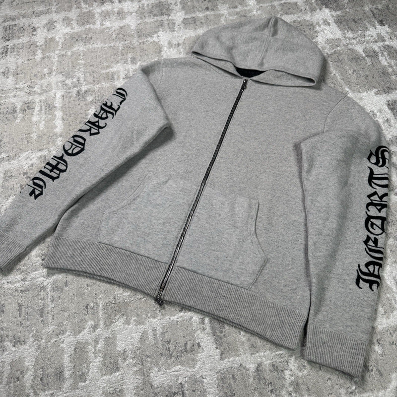 Chrome Hearts Cashmere Embroidered Sleeve Logo Zip Up Hoodie 
