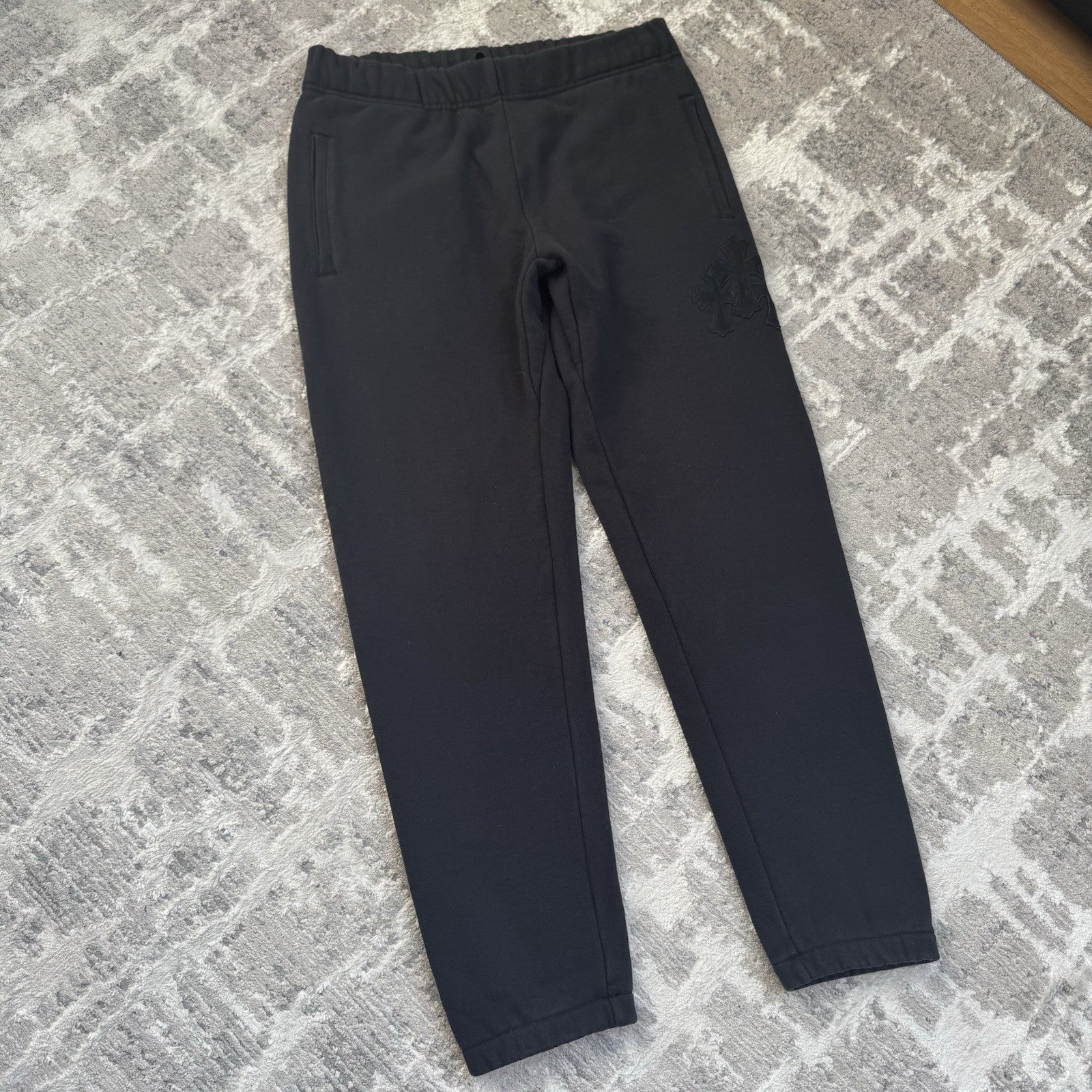 Chrome Hearts Paperjam Leather Triple Cross Patch Sweatpants 
