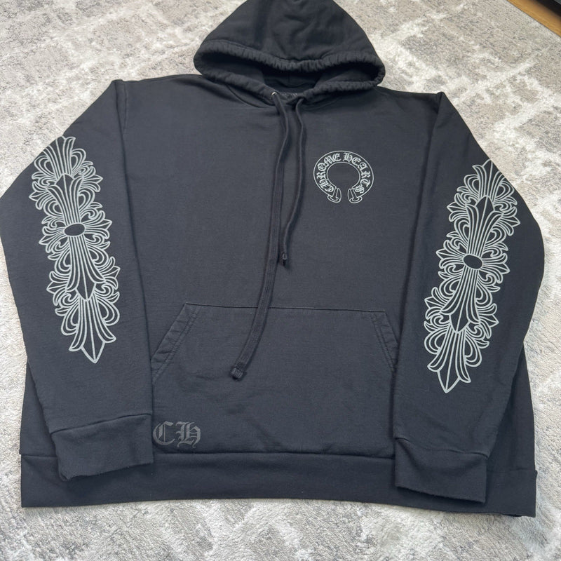 Chrome Hearts Friends And Family Grey Print Floral Pullover Hoodie 