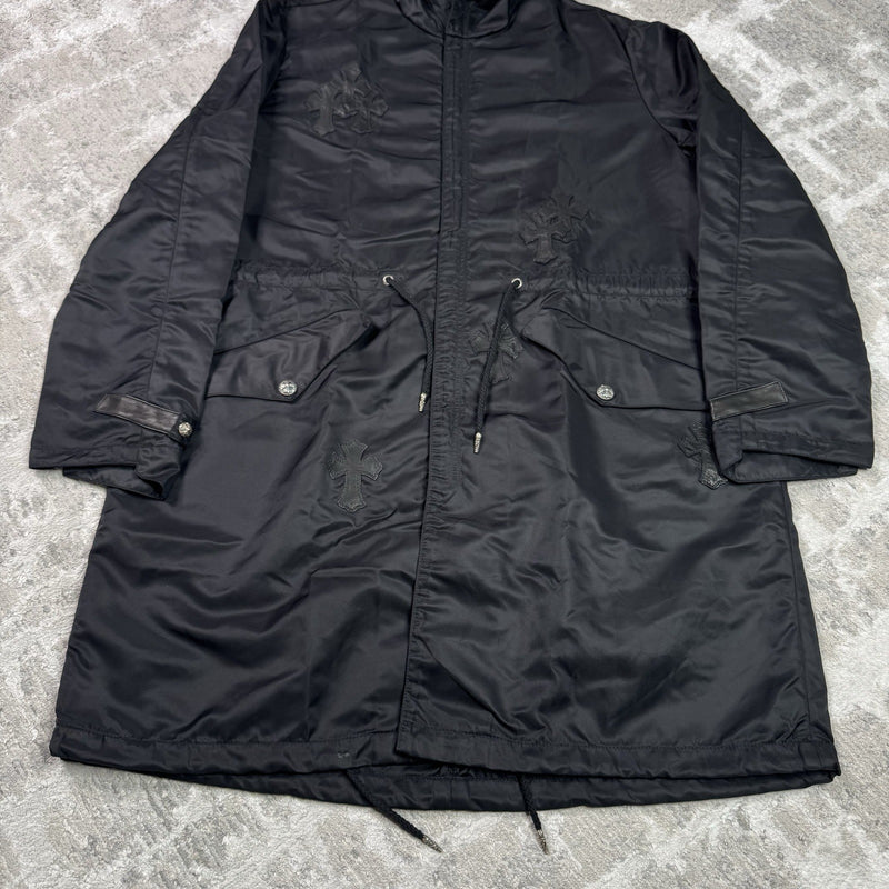 Chrome Hearts Cross Patch Nylon Fishtail Zip Up Parka Jacket 
