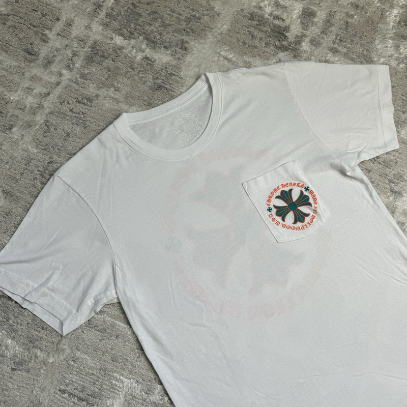 Chrome Hearts Plus Cross Back Logo Short Sleeve Pocket Tee Shirt 
