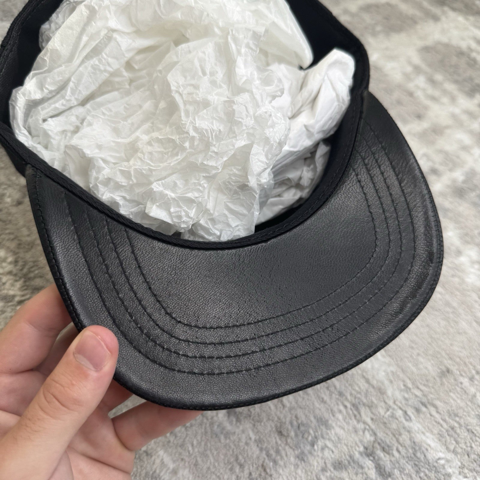 Chrome Hearts Leather CH Baseball Hat Sz- 7 3/8