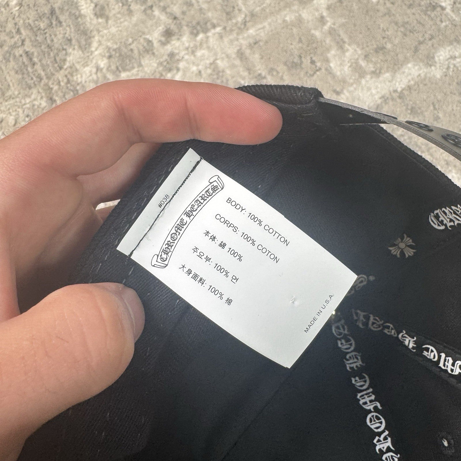 Chrome Hearts Waxed Denim Dagger Logo Baseball Hat
