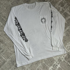 Chrome Hearts Floral Horseshoe Long Sleeve Pocket Tee Shirt 