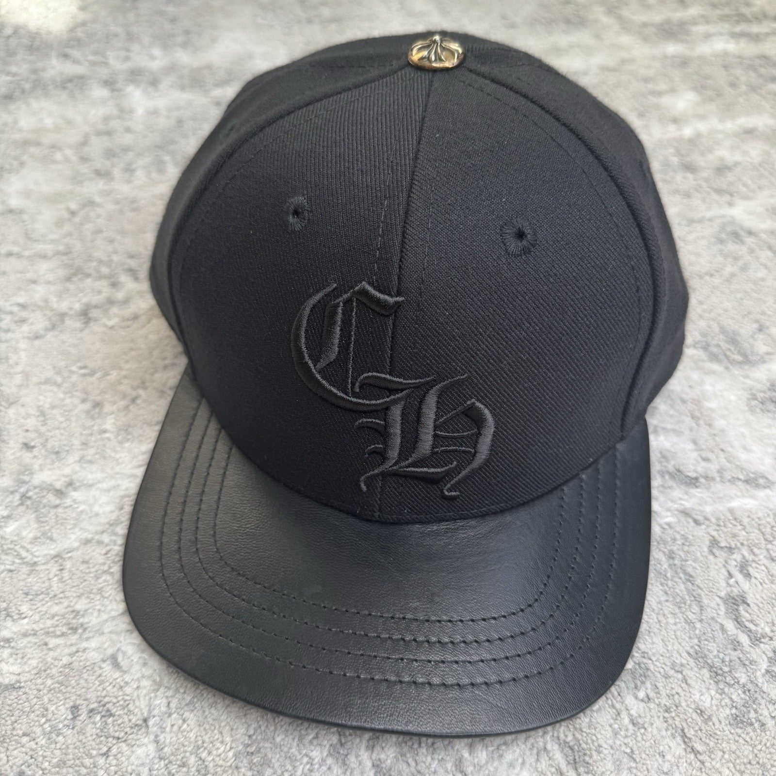 Chrome Hearts Leather CH Baseball Hat Sz- 7 3/8