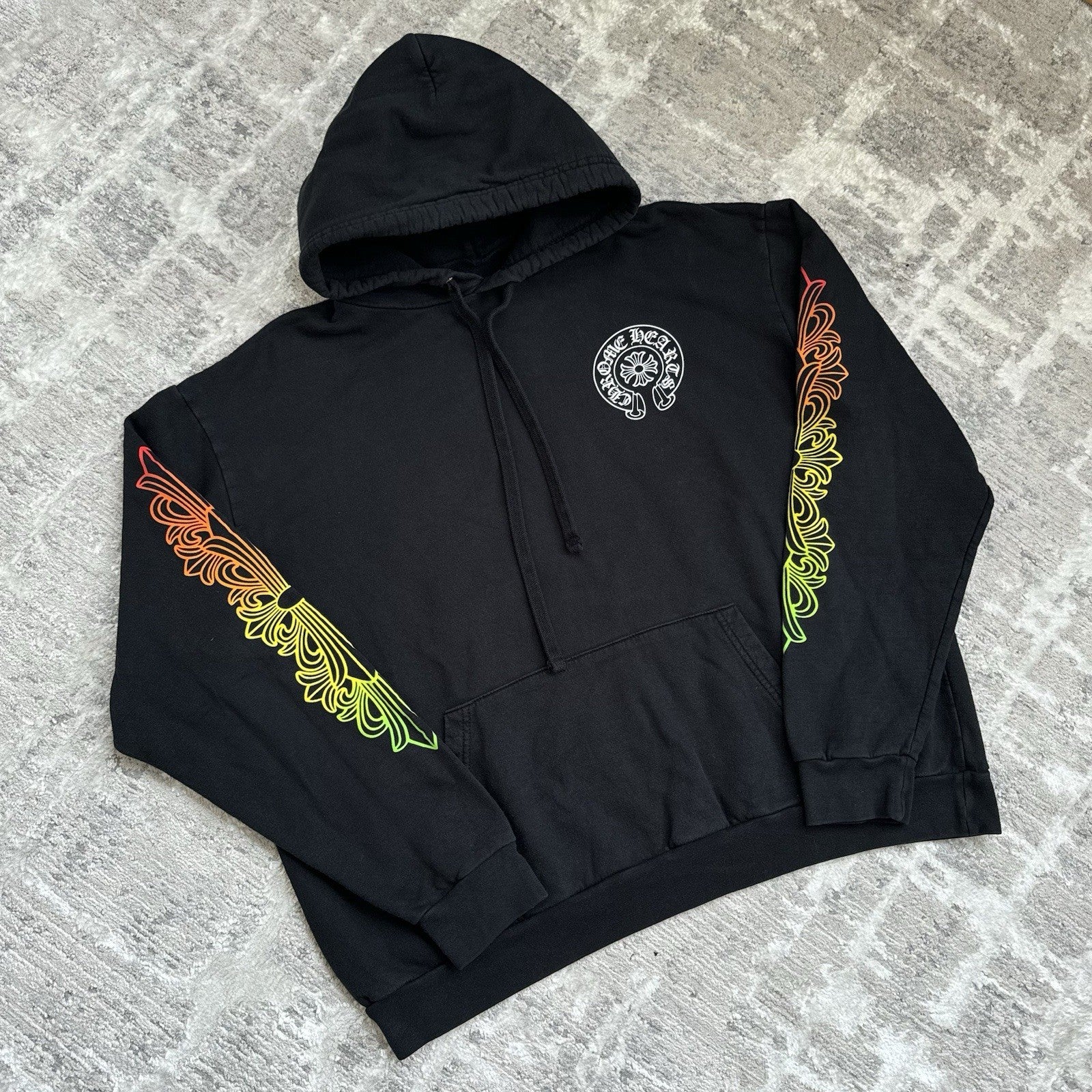 Chrome Hearts Gradient Floral Sleeve Pullover Hoodie 