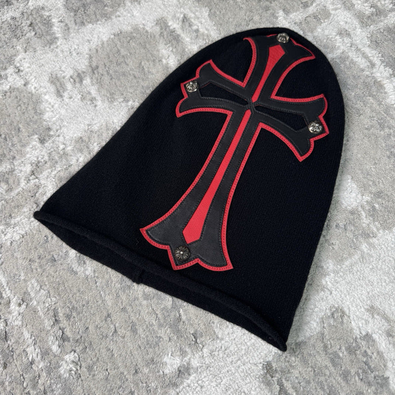Chrome Hearts Red Cross Cashmere Ski Mask Hat