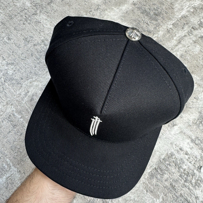 Chrome Hearts Triple Cross Waxed Denim Baseball Hat