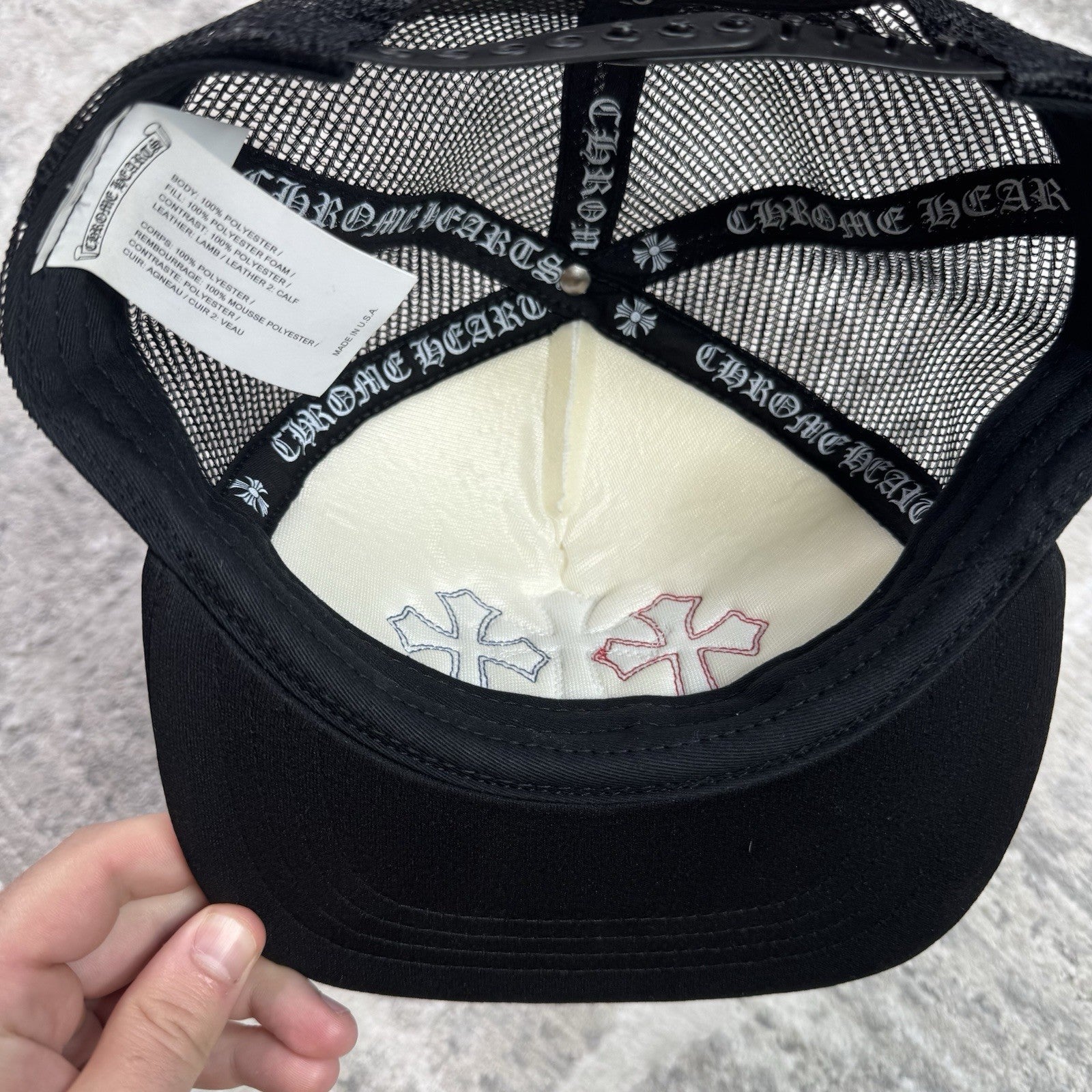 Chrome Hearts Cemetery Lesther Triple Cross Patch Trucker Hat