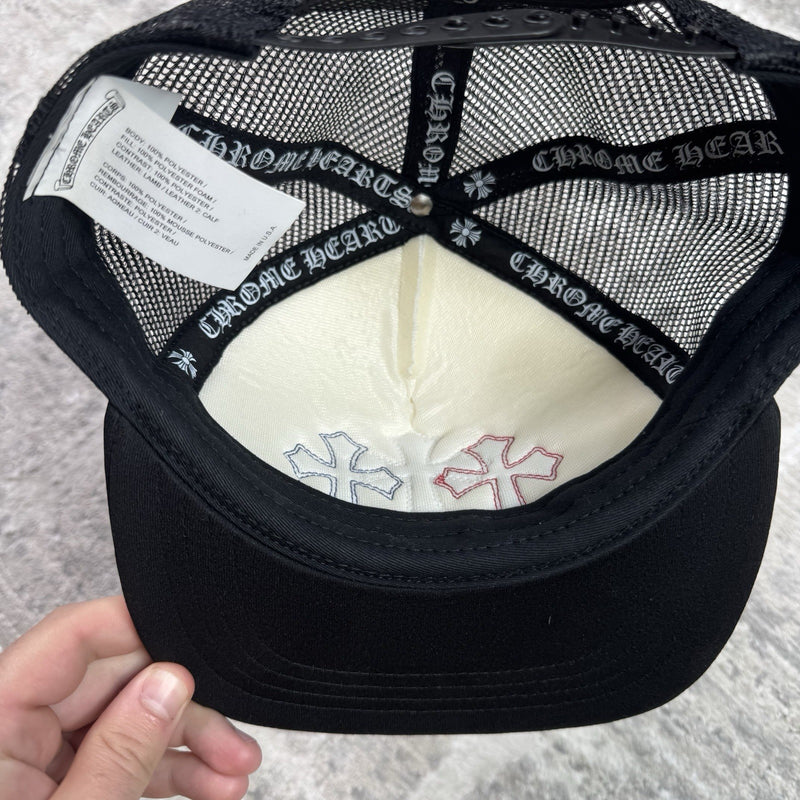 Chrome Hearts Cemetery Lesther Triple Cross Patch Trucker Hat