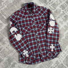 Chrome Hearts Guns N Roses Leather Patch Button Up 