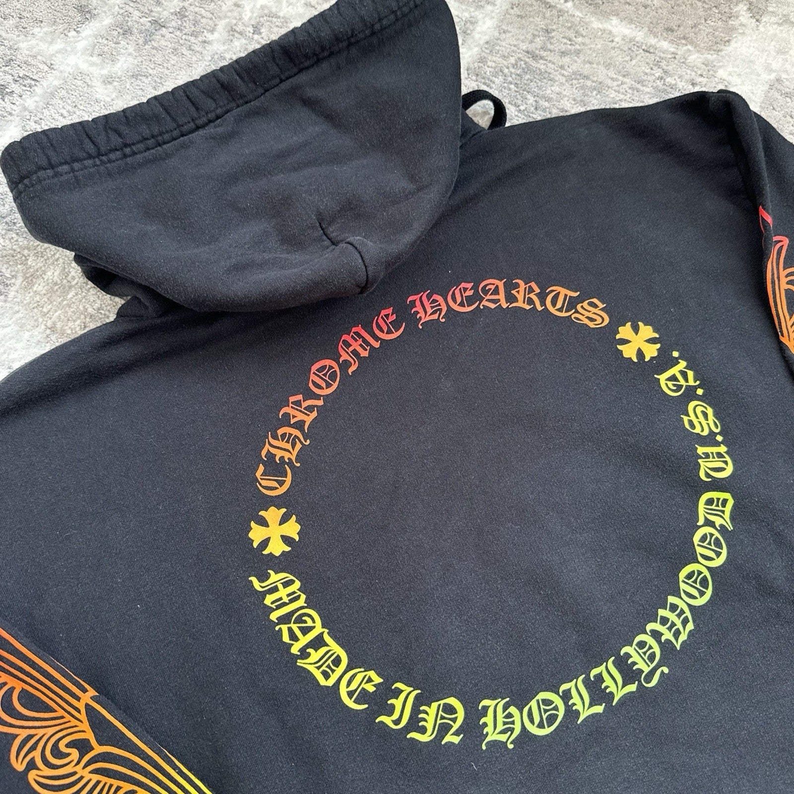 Chrome Hearts Gradient Floral Sleeve Pullover Hoodie 