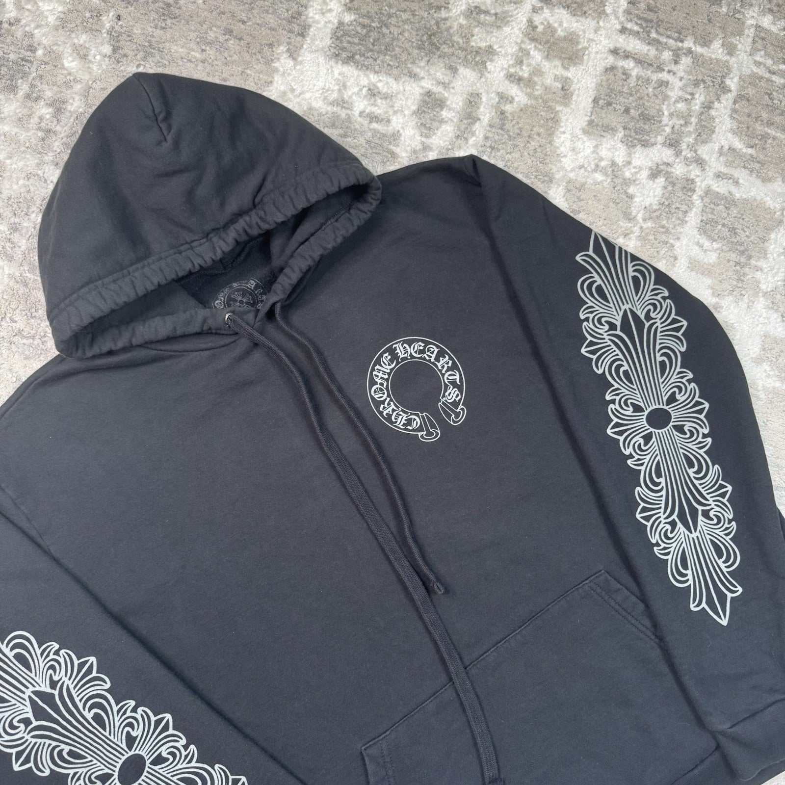 Chrome Hearts Friends And Family Grey Print Floral Pullover Hoodie 