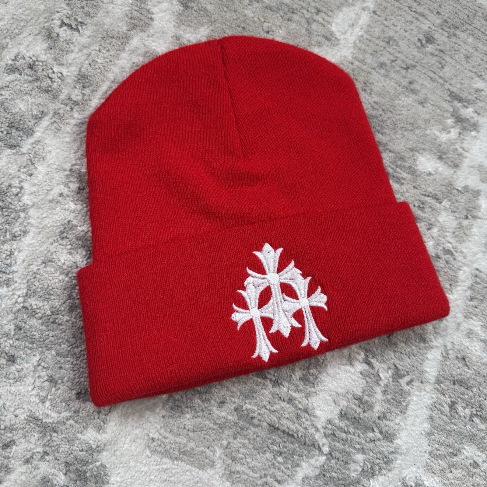Chrome Hearts Triple Cross Embroidered Logo Beanie Hat