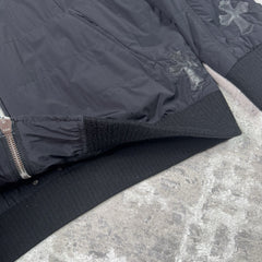 Chrome Hearts Leather Cross Patch Quilted Zip Up Hooded Bomber Jacket 