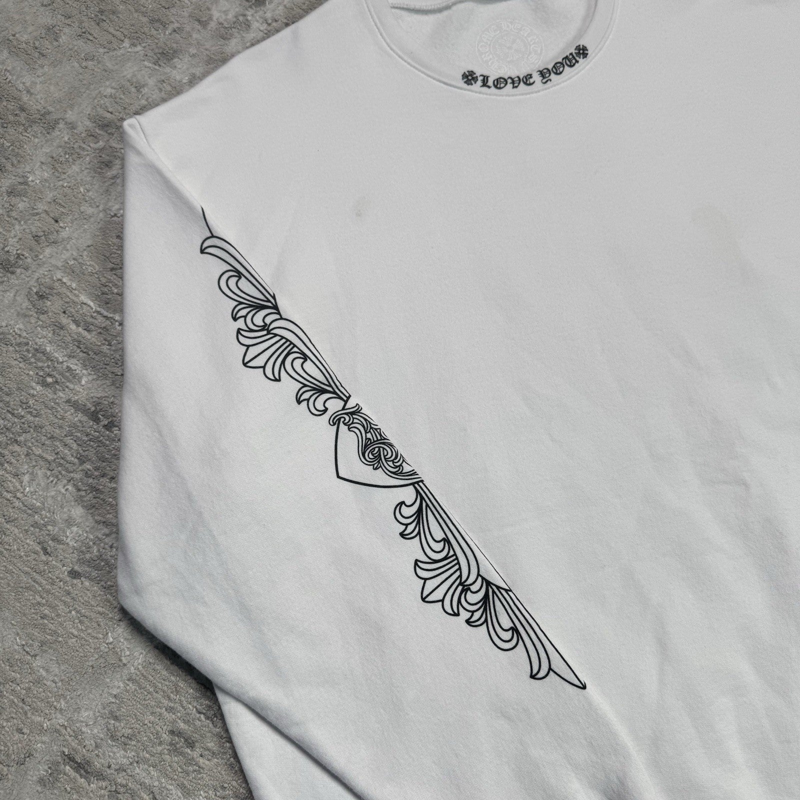 Chrome Hearts Love You Floral Heart Sleeve Pullover Crewneck 